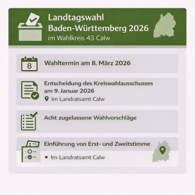 Landtagswahl 2026: Acht Wahlvorschläge im Wahlkreis Calw zugelassen